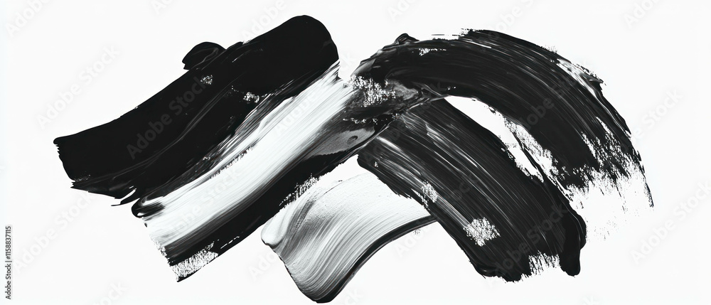 Poster artistic overlay texture created with expressive black and white brush strokes for creative projects