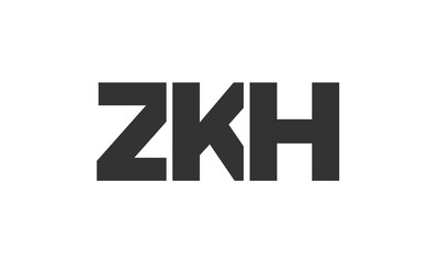 ZKH logo design template with strong and modern bold text. Initial based vector logotype featuring simple and minimal typography. Trendy company identity.