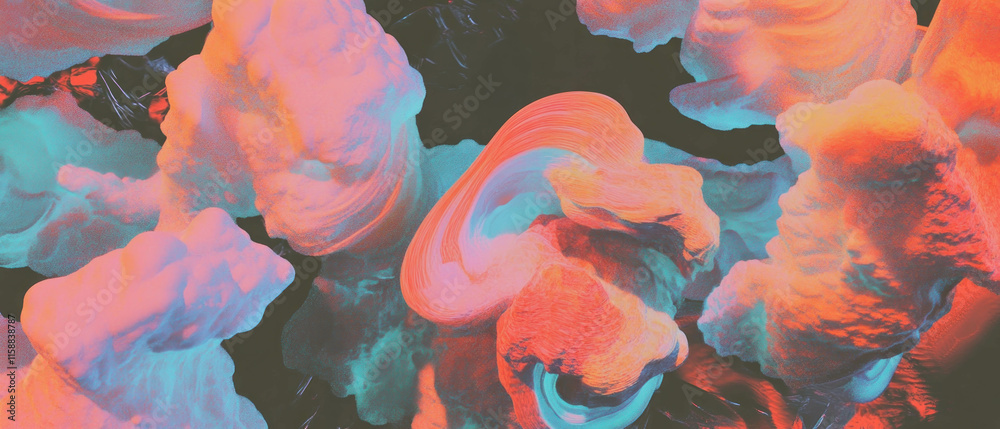 Poster Intricate fractal designs in vibrant colors creating a mesmerizing background pattern