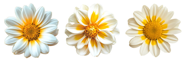 Fototapeta premium Set of radiant flower with bold yellow and white petals, delicately isolated on a white or transparent background. creating a timeless and artistic feel.