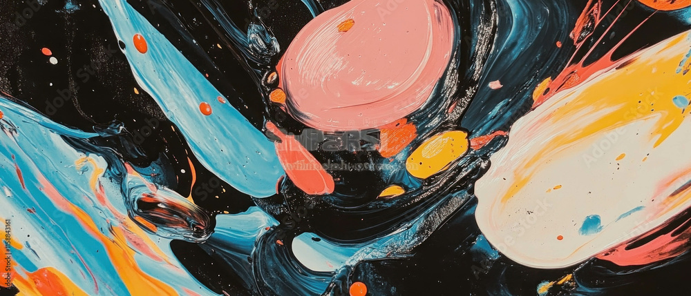 Aufkleber Vibrant splashes of paint create an abstract canvas background with dynamic colors