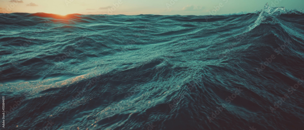 Aufkleber sun rays texture overlay enhancing the ocean's vibrant hues and serene atmosphere