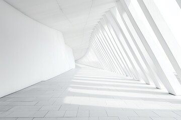 Obraz premium White background with angular black grid patterns, strong structural elements creating depth and motion.