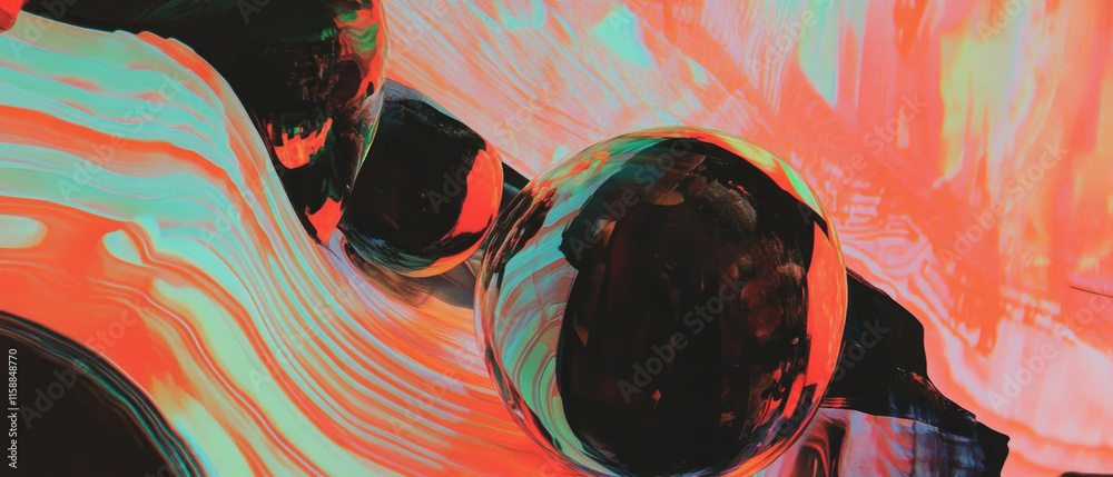 Poster Abstract soundwave representation with vibrant colors and dynamic shapes