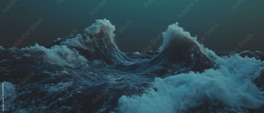 Aufkleber Abstract blue waves create a mesmerizing background with fluid motion and depth