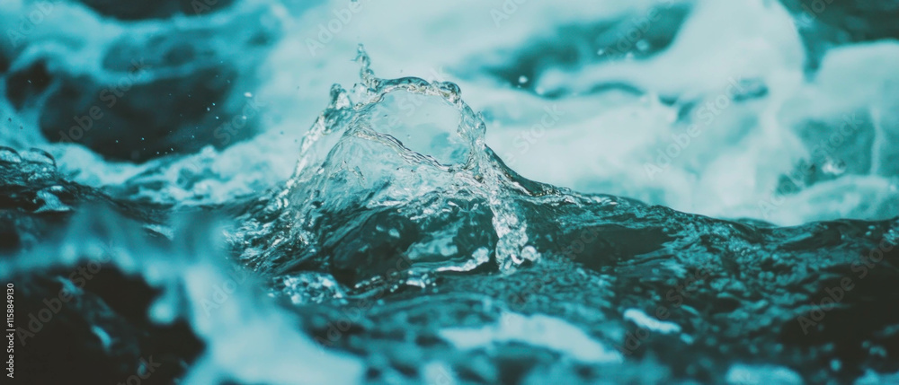 Poster Abstract waves create a serene background with calming shades of blue for digital use