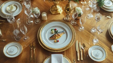 Fototapeta premium Steamed Seabass with Spicy Chili and Lemon Sauce.Top view