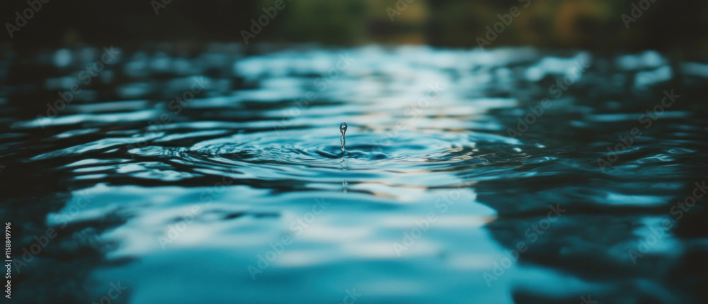 Aufkleber Calm river reflections create serene atmosphere in tranquil setting with gentle ripples