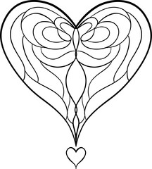A decorative heart design with butterflies, floral elements, and a vintage, romantic feel is perfect for Valentine's Day or a wedding card
