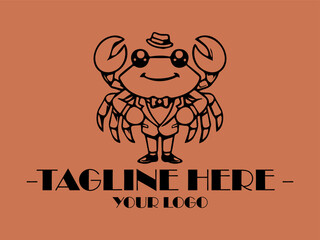 Crab in suit and tie on orange background. Great for quirky office themes, business presentations, and unique marketing materials