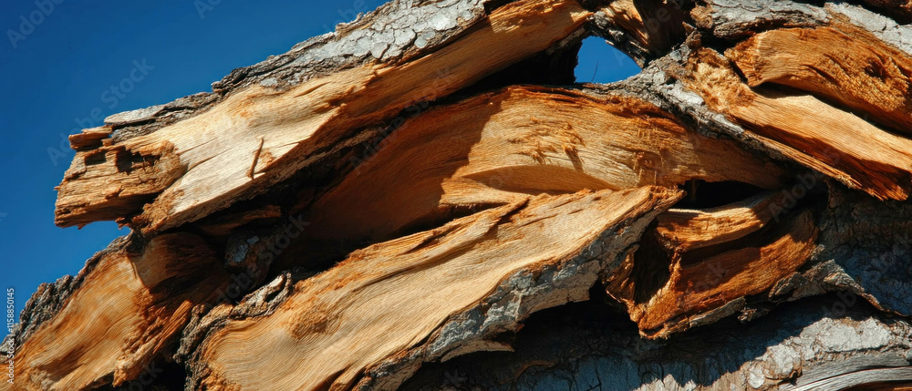 Poster close-up view of intricate tree bark texture revealing natural patterns and colors