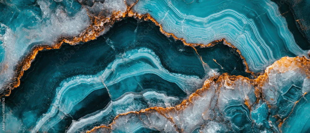 Poster beautiful turquoise marble texture with elegant golden veins and intricate patterns