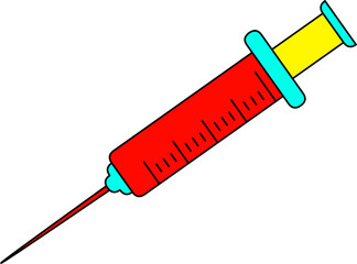 Syringe with liquid medicine on a white background. Medical theme vector illustration. vaccination design element.