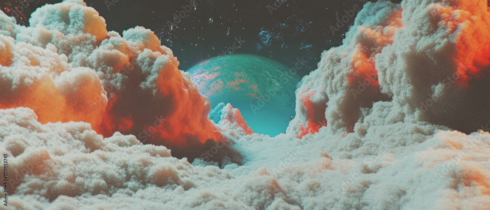 Aufkleber Dreamy 3D abstract background of soft clouds in vibrant colors exploring a surreal atmosphere