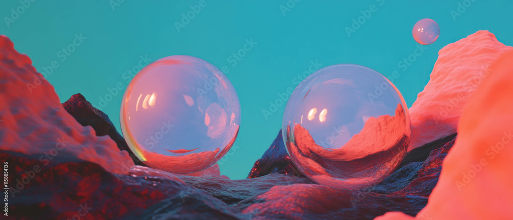 Poster Soft pastel gradients blend in a 3D abstract background creating a serene visual experience