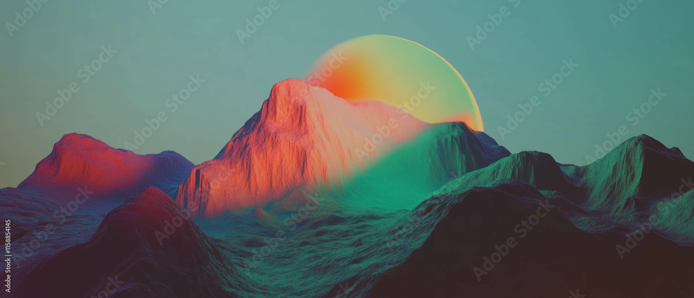 Poster harmonious blending of soft pastel gradients in an abstract landscape