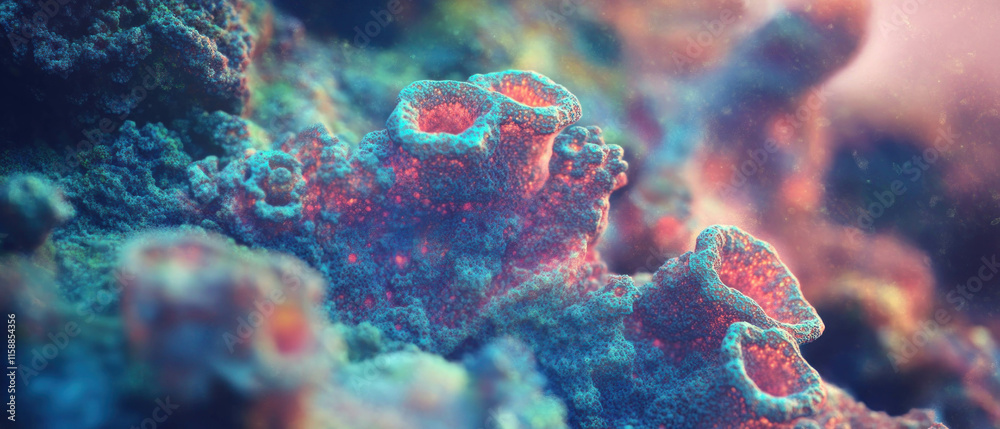 Aufkleber vivid abstract fractal patterns with soft lighting and vibrant colors