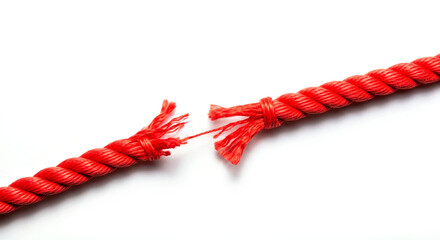 Frayed Red Rope Breaking Symbolizing Stress and Tension