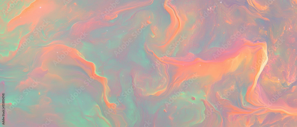 Poster vibrant cosmic nebula with soft lighting in hyper-realistic painting style