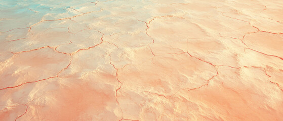 Naklejka premium Hyper-realistic cracked desert ground texture with vibrant colors and soft lighting