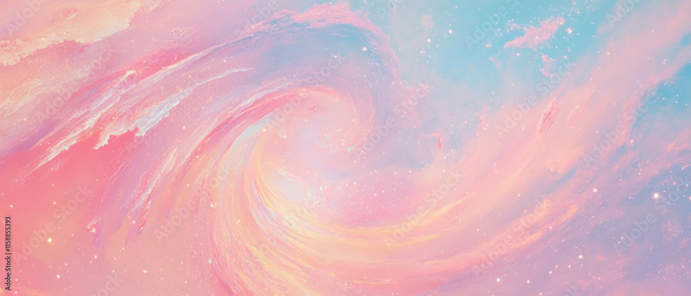 Poster vibrant galaxy spiral pattern with soft lighting and vivid colors for an immersive background