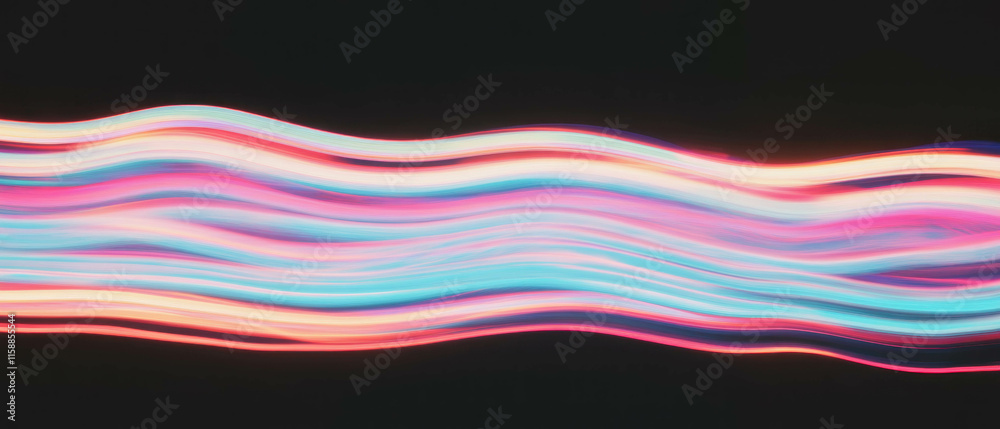Aufkleber Vivid glowing neon lines creating a mesmerizing effect on a dark backdrop for dynamic aesthetics
