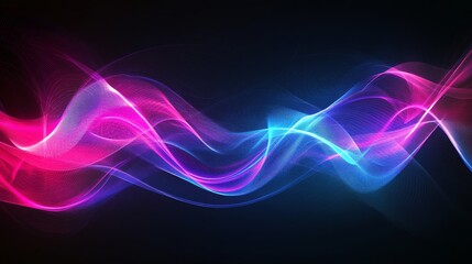 Naklejka premium Colorful Abstract Waves, Pink and Blue Light Effects, Vibrant Digital Background