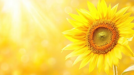 Fototapeta premium A single bright yellow sunflower on a soft goldenrod background, detailed close-up shot, Minimalist style