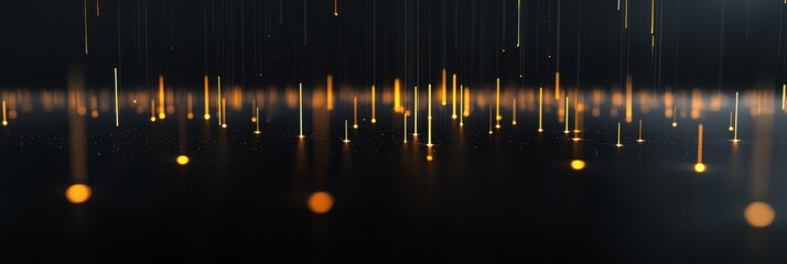 A black and orange background with many small yellow dots