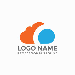 Cloud Current Logo Design Concept fully editable vector template