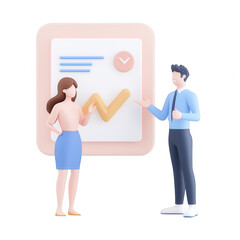 Two professionals discussing growth strategies with a chart in the background., isolated on a transparent background.