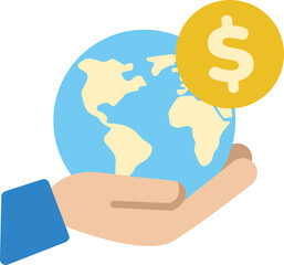 Remittance Icon Hand With Globe 