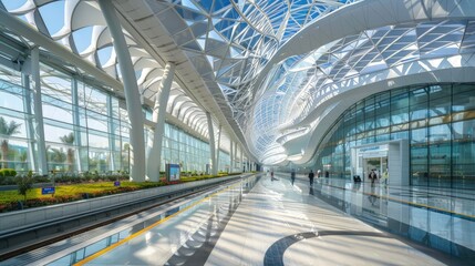 Obraz premium A state-of-the-art transportation hub with innovative design and advanced facilities