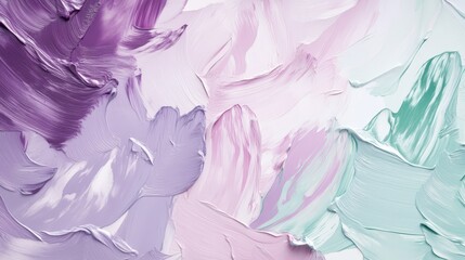 Abstract pastel paint strokes, textured brush strokes art, purple pink mint green colors