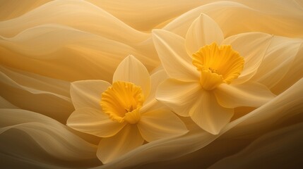 Obraz premium Two yellow flowers are on a white background