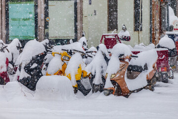 Snowy neighborhood in Haman-gun, Gyeongsangnam-do, south Korea
