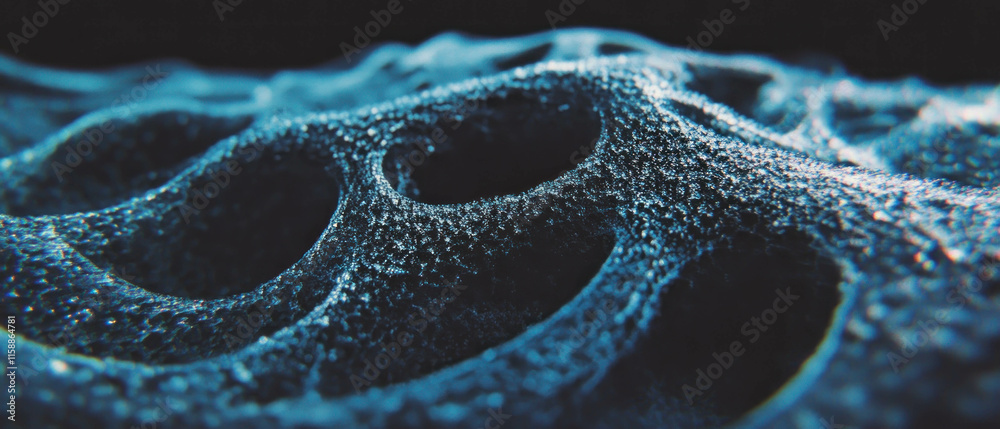 Poster Cinematic detail of intricate frost patterns on a windowpane with a mesmerizing texture