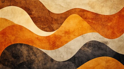 Abstract wavy pattern with earth tones, retro style background, vintage textured design, warm color palette art, artistic waves