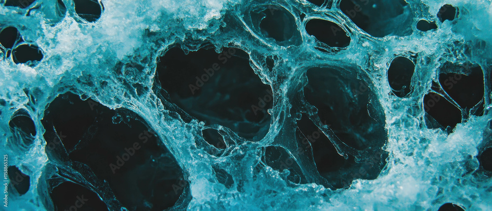 Poster Cinematic frost patterns create intricate designs on glass from a top view