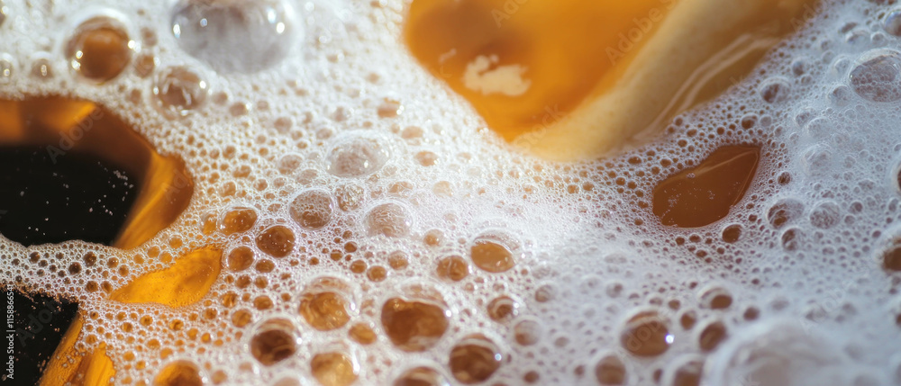 Poster Soft bubbles create a cinematic pattern in shimmering water textures