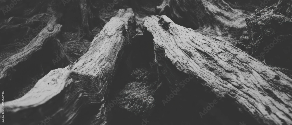 Poster cinematic texture of aged tree bark showcasing intricate patterns and natural decay