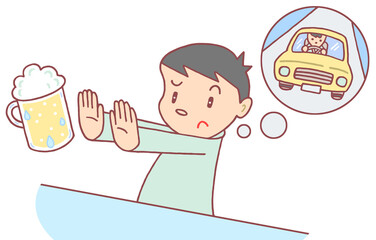 社会問題のイラスト - 飲酒拒否・安全順守・飲酒運転・事故防止