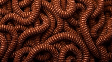 Intricate Pattern of Coiled Reddish-Brown Cords in Artistic Arrangement