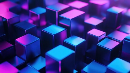 Obraz premium Abstract Geometric Shapes with Neon Glow