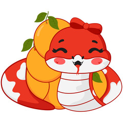 Chinese New Year Snake with Tangerine Illustration