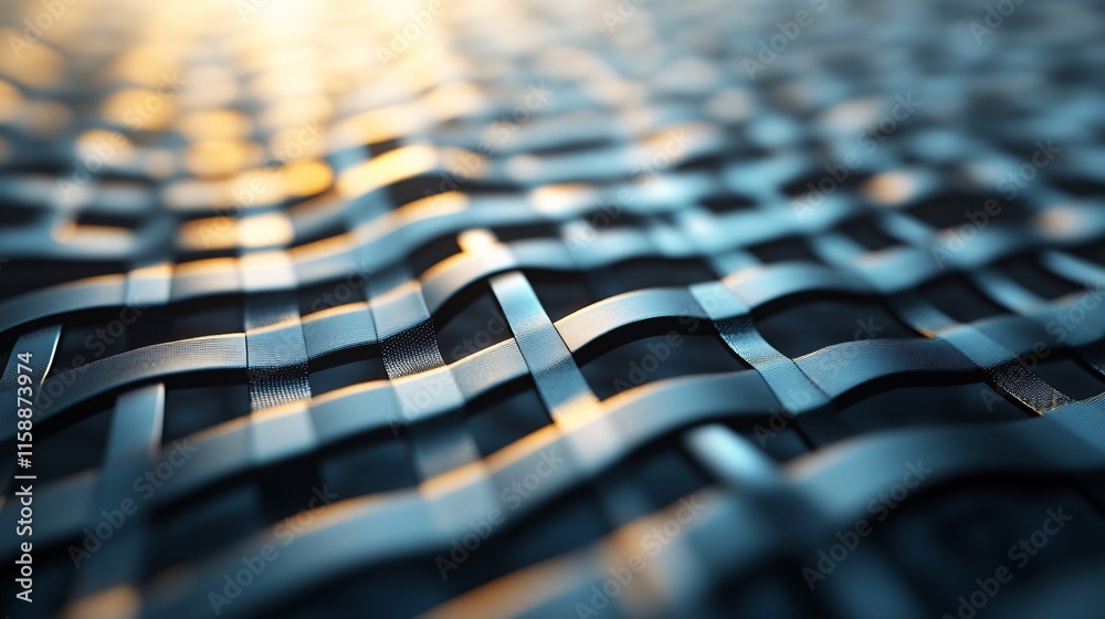 Poster Abstract metallic grid weaving a modern tapestry of interconnectedness