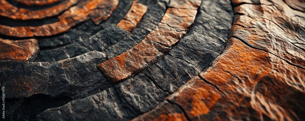 Poster Concentric stone tiles forming a circular pattern