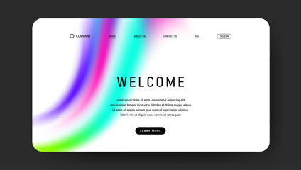 Abstract wave futuristic design of landing page. retro gradient mesh website design	