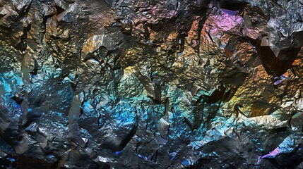 Rainbow light Rock texture holographic fantasy text