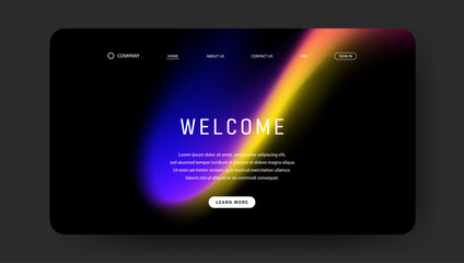 Abstract wave futuristic design of landing page. retro gradient mesh website design	